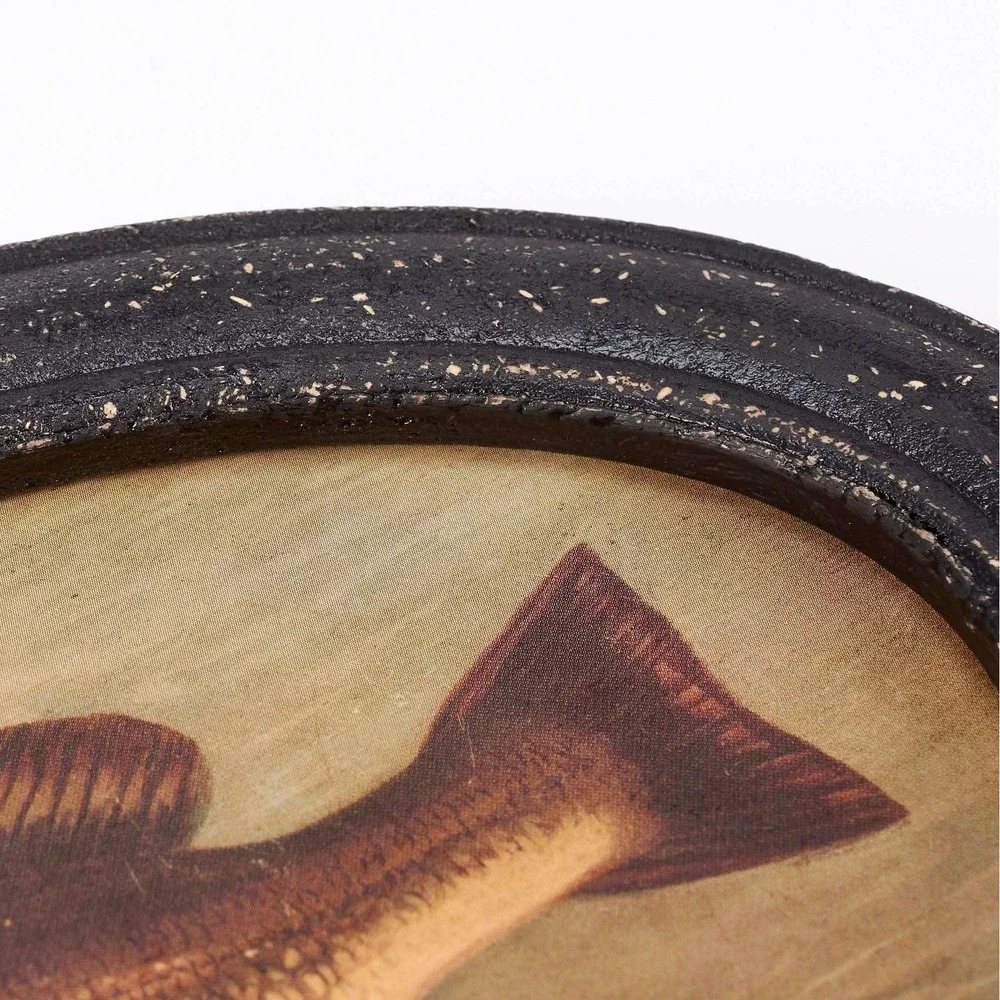 Bass Fish Framed Wall Art Black Oval Vintage Style Lake Cabin Lodge Decor
